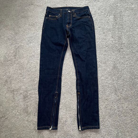 MNML Men's 28 Denim Blue Dark Wash Ankle Zip Slim Denim - Picture 1 of 7